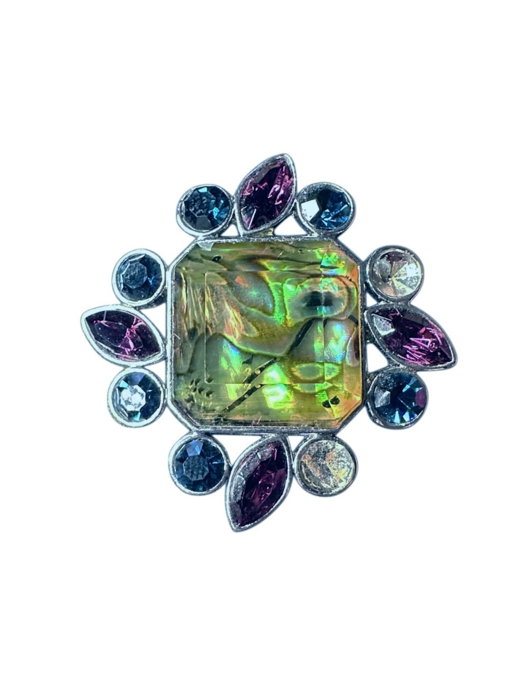Lia Sophia Multicolor Abalone Crystal Brooch with Blue and Purple Accents